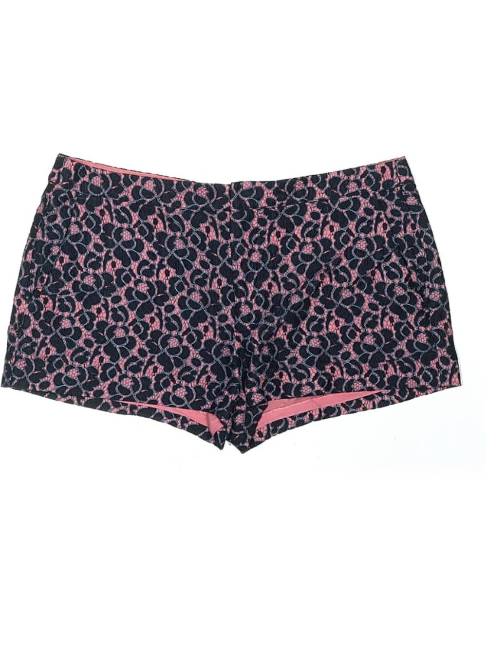 Juicy Couture Navy Blue Floral Lace Overlay Pink Hot Shorts Size 8